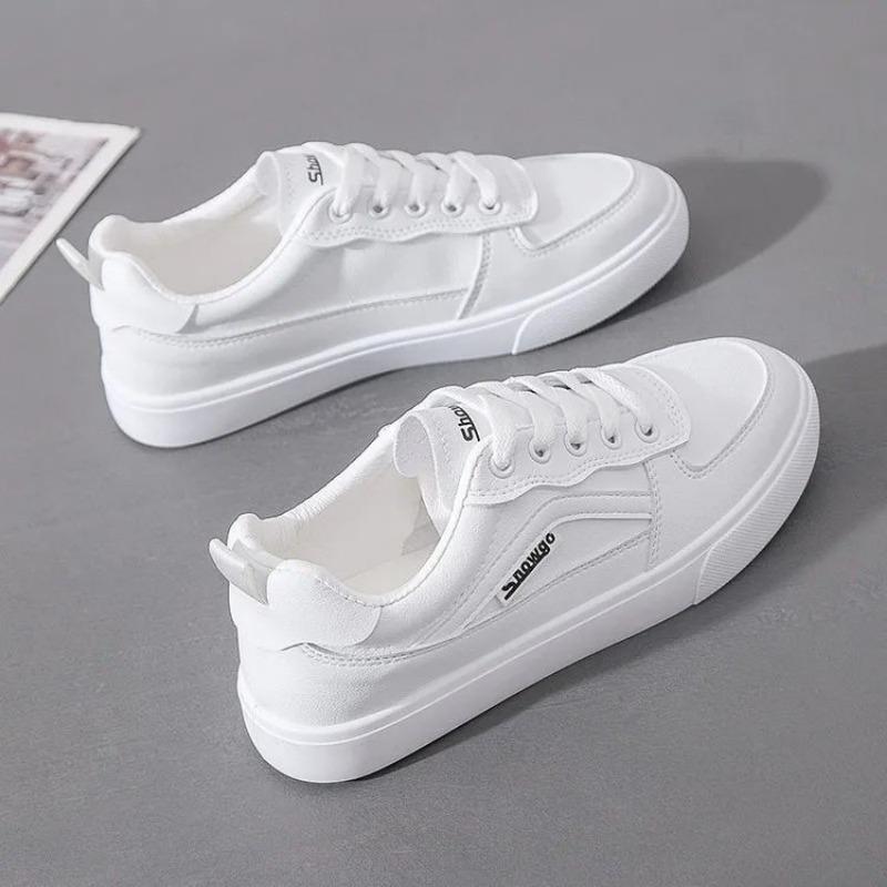 Flat Bottom Solid Color White Shoes Autumn New Lace-up Simple Casual Shoes Student Versatile Board Shoes