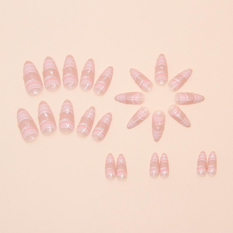 False nail three-dimensional simple wearing nail piece False nail shell pattern patch Removable nail piece 24 pieces