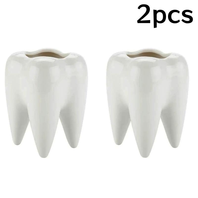 1/2/4 шт. керамический цветочный горшок в форме зуба, горшки для суккулентов, держатель для зубных щеток, мини-домашний декор, настольный горшок для цветов(Без растений)