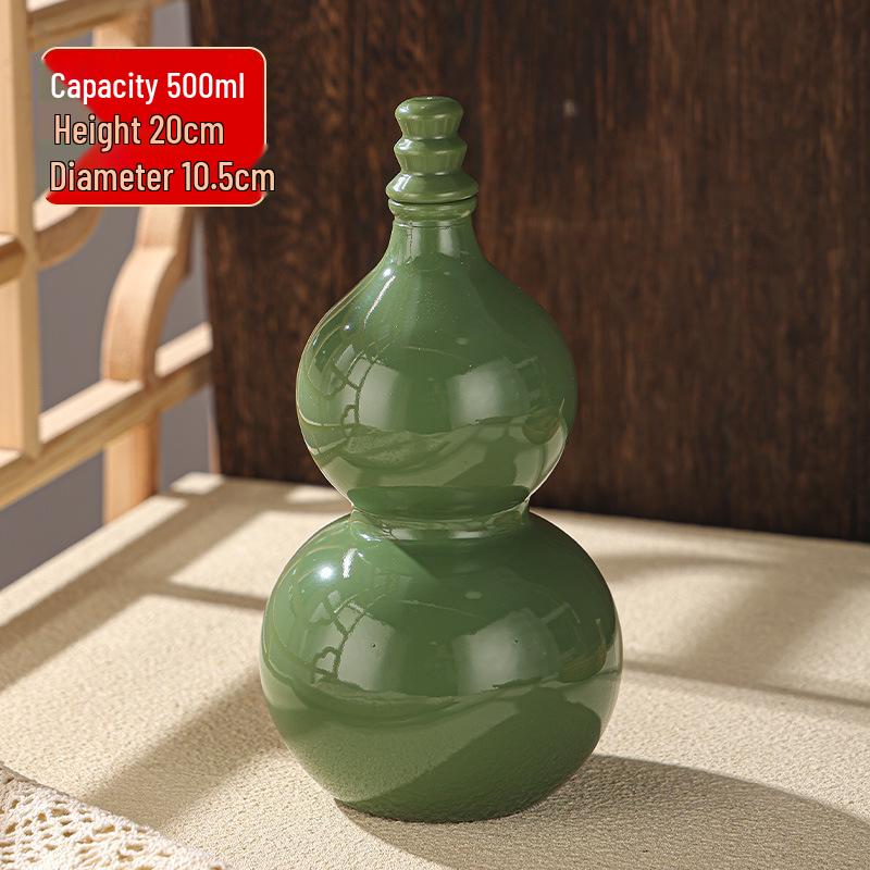 In Stock: 500ml Multicolor Imitation Porcelain Gourd Bottle with Hand Rope, Shoulder Strap & Accessories, Easy to Carry