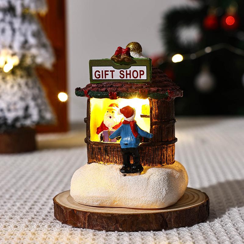Christmas House Figurine Christmas Resin Wear Resistant Tiny Resin House Village Miniature Model Xmas Decoration for Wedding