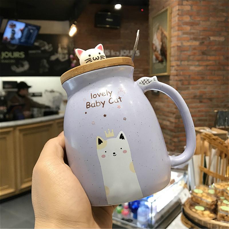 High Looking Cute Cat Mug Water Cup Creative Ceramic Spoon Office Home Use Men and Women Drinking Water Cup
