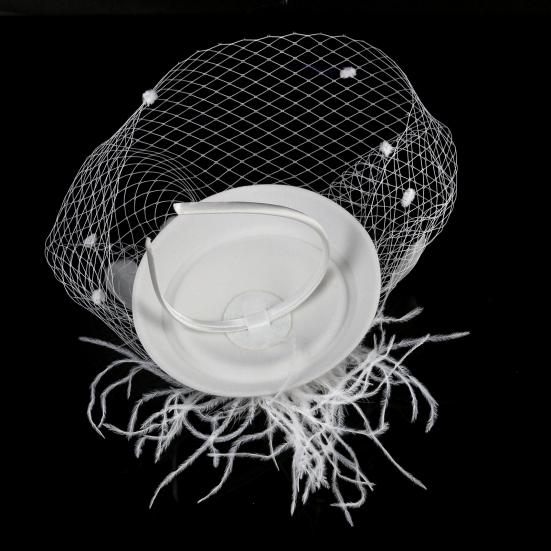 Обруч для волос дизайн милый чародей шляпа ручной работы благородный сплошной цвет искусственные перья сетчатый декор свадебный головной убор аксессуары для волос