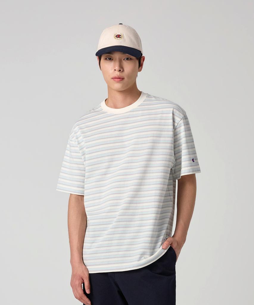 CHAMPION Striped T-Shirt Ecru