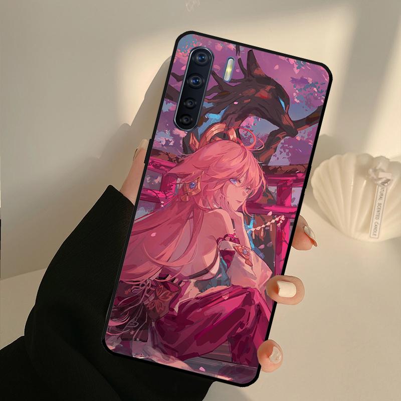 Genshin Impact Yae Miko Case For OPPO Find X5 X3 Pro A5 A9 A31 A53 A53S A3S A5S A15 A52 A72 A83 A91 A54 A74 A94