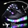 2024 Новые 27-43 Детские кроссовки с USB-зарядкой и 2 колесами для девочек и мальчиков, светодиодная обувь, детские кроссовки с колесами, роликовые коньки