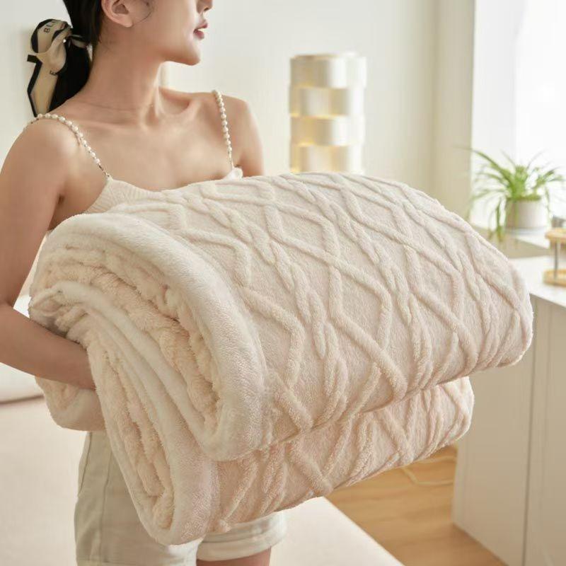 1 шт. жаккардовое шерпа утяжеленное одеяло 10 фунтов для взрослых - мягкое, теплое и утолщенное успокаивающее одеяло для максимального комфорта