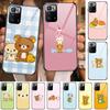 TOPLBPCS Cute Rilakkuma Tempered Glass Shell Phone Case For XiaoMi Redmi Note 10 9S 8 7 6 5 A 10t Pro 9T Cover Pre Cases