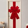 Large Hanging Bow Decoration - Elegant Red Christmas Ribbon, Holiday Door Decoration, No Electricity Required, Easy To Hang