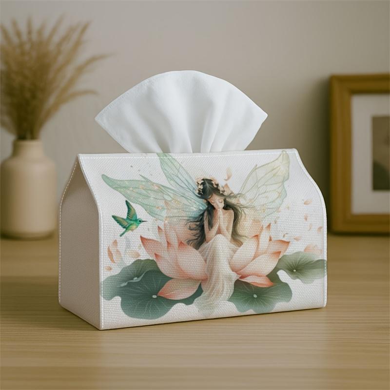 1pc Fantasy Romantic Artistic Tissue Box - Fairy for Lotus Ethereal - Holiday Parties & Home Decor, 17.02x25.91 cm, Party Decorations, Suitable for Da