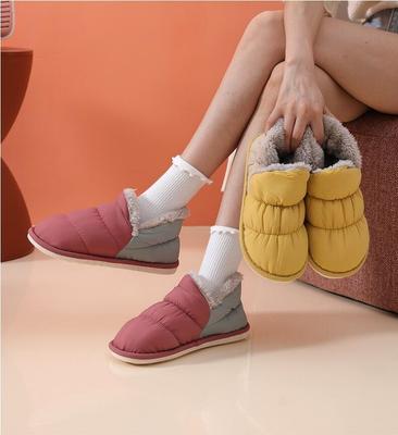 2024 зимние теплые домашние тапочки женские плюшевые водонепроницаемые хлопковые тапочки женские домашние уличные плоские туфли для пар женские