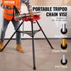 Chain Vise with Tripod Stand | 1/8"-6" Pipe Capacity | 1323 lbs Loading Capacity | Portable Stand with Folding Legs and Tool Tray | Ideal for Plumbing