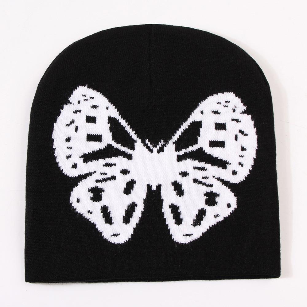 New Butterfly Pattern Knitted Wool Hat Fashionable Warm Casual Street Style Hat Unisex