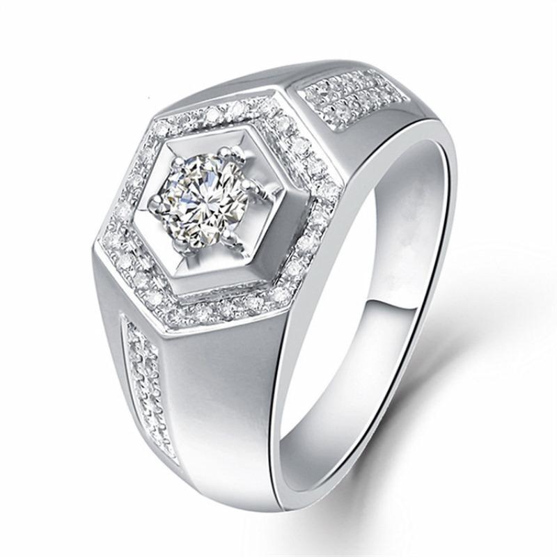 S925 Silver Ring Couple Ring Women's Diamond Ring Zircon Open Wedding Ring Domineering Men's Ring
