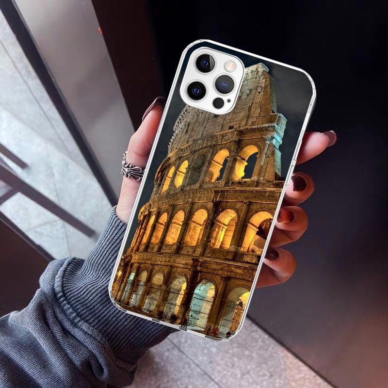 Roman Colosseum Phone Case For iPhone 17 Air 11 13 Mini 14 15 Plus 16 12 Pro Max 16E SE 7 8 Pattern Soft TPU Back Cover 13 12 M