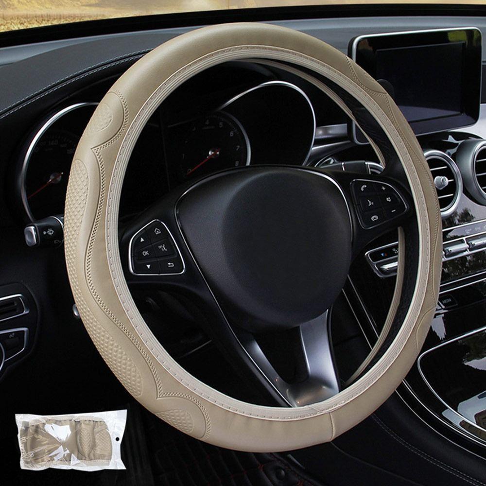 Противоскользящий защитный чехол на руль, кожаный автомобильный перчаточный чехол, чехол на руль автомобиля
