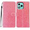 For Honor 400 Lite 5G Wallet Case Glitter Anti-Scratch Leather Stand Phone Cover with Strap