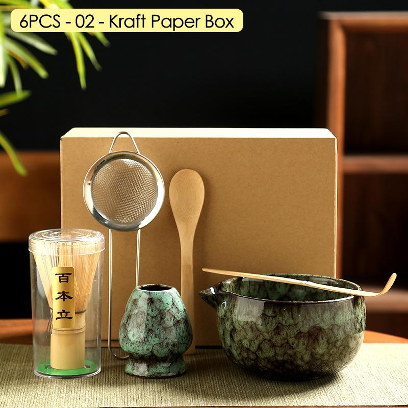Набор японских взбивалок для матчи из 4/6/7 шт. С бамбуковым венчиком, кисточкой для матчи, чайной ложкой, печью. Для магазина напитков, набор для самостоятельного приготовления чая