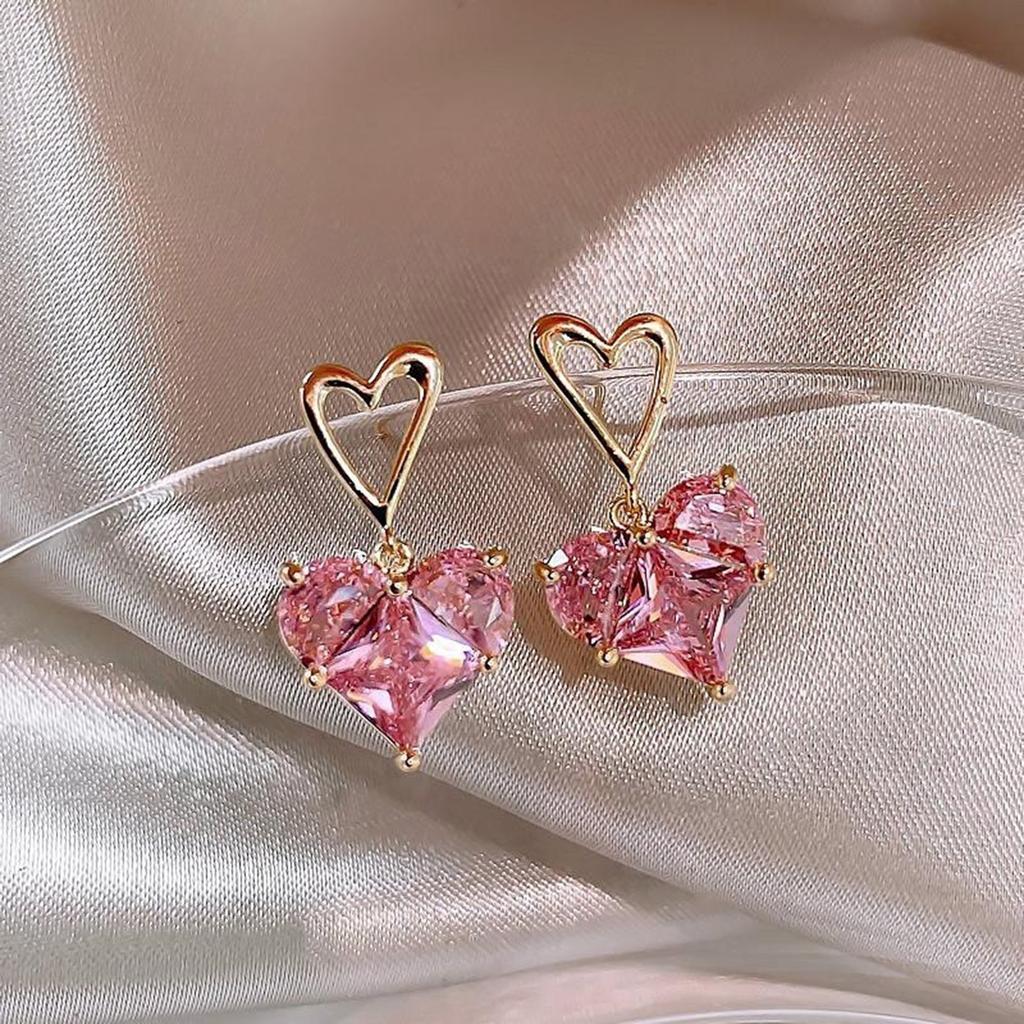 LATS Design Heart Shape Earrings for Women Niche Atmospheric Versatile Temperament Love Jewelry