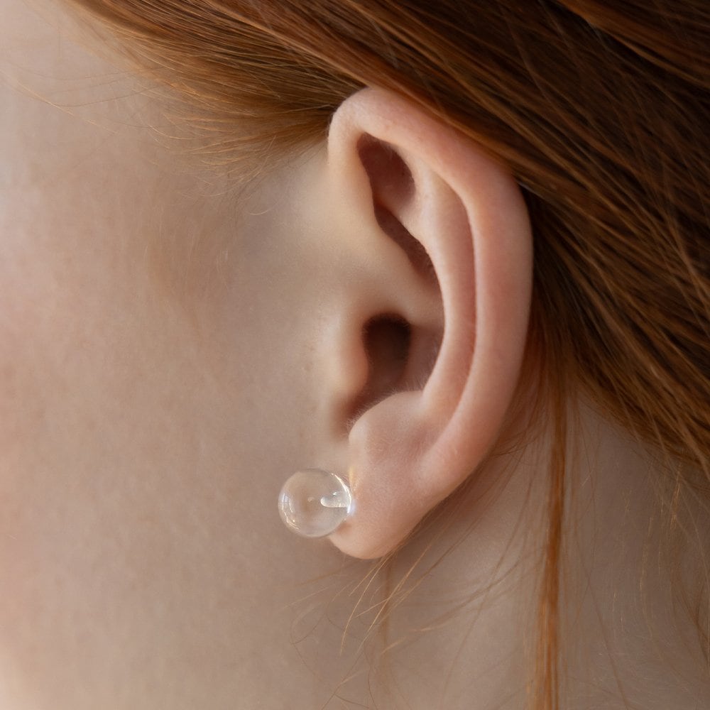 (925 Silver) Basic Clear Stud Earrings Ec3231