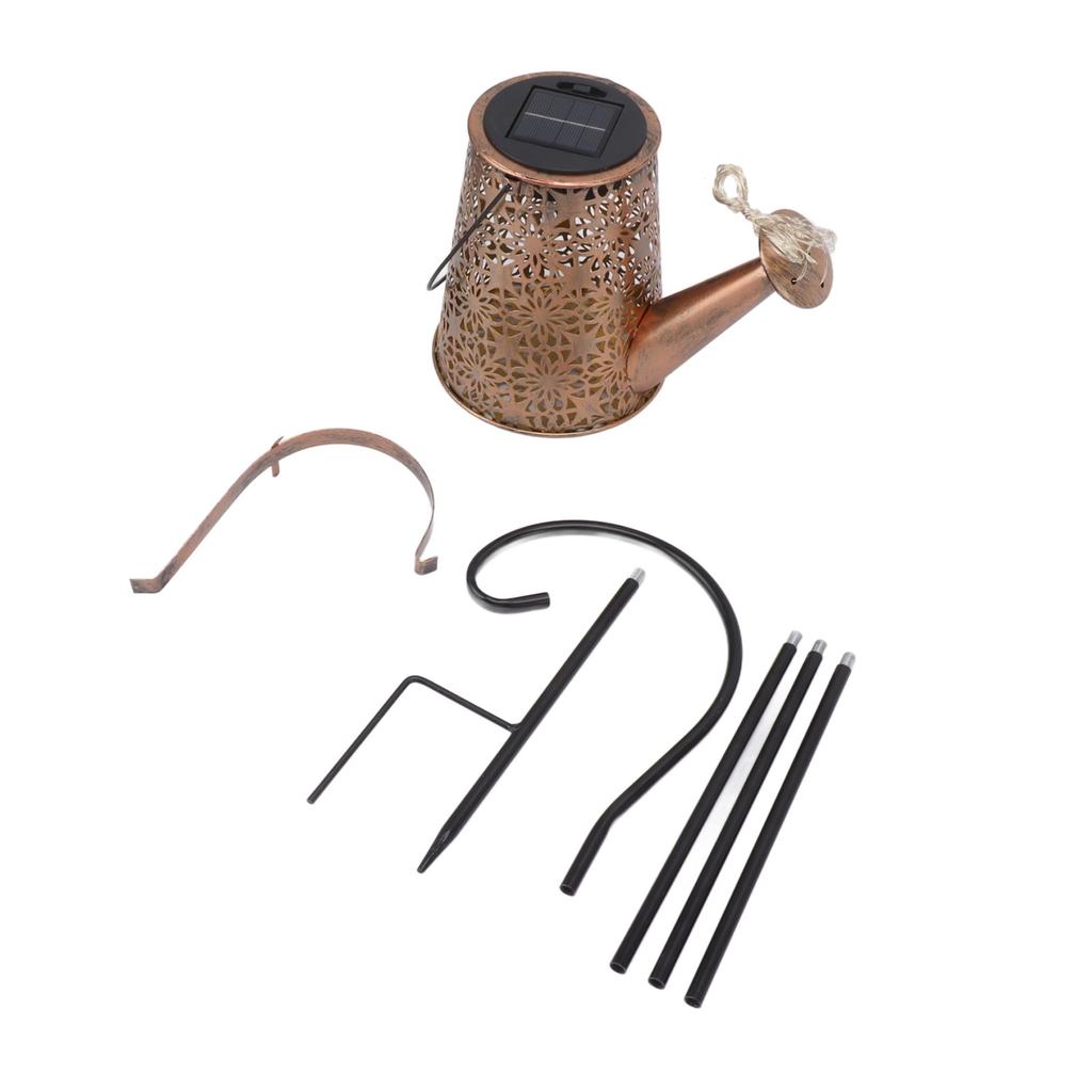 Solar Watering Can Lights Outdoor Garden Decor Metal Retro Lamp Fairy Waterfall Light for Patio