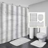 4Pcs Luxury Marble Shower Curtain Sets Bathroom Decor Sets with 12 Hooks Bath Mat Toilet Lid Rug and Non-Slip U Shape Mat