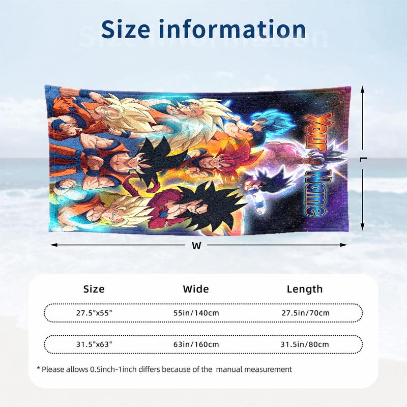 Dragon Ball Custom Name Beach towels also serve as bath towels summer essential a musthave for the outdoors the beach and the pool