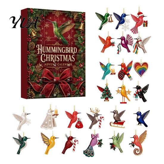 Decorative Bird Charms Hummingbirds Advent Calendar 2026, 24 Days Christmas Countdown with Party Favors Pcs 2D Acrylic Hummingbird Ornaments