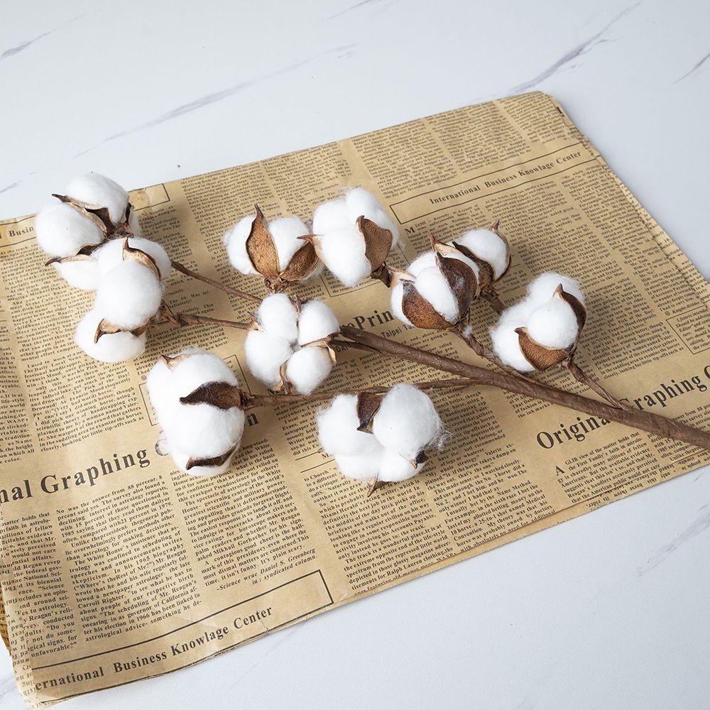 Naturally Cotton Artificial Plants Floral Branch Wedding Outdoor Garden Courtyard Festival Party Vase Home Table Decor DIY Gifts