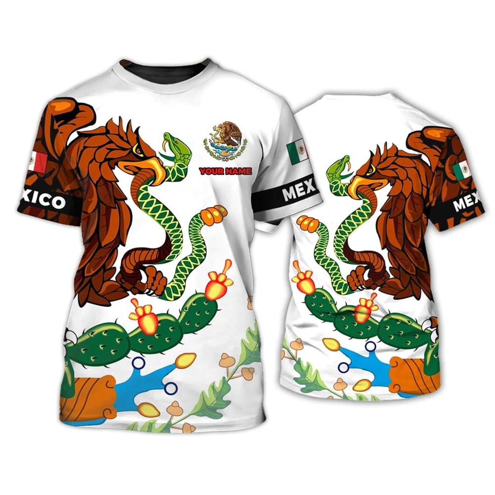 Летние мужские футболки с круглым вырезом и принтом национального флага Мексики, повседневный пуловер большого размера с короткими рукавами, модная уличная мужская одежда