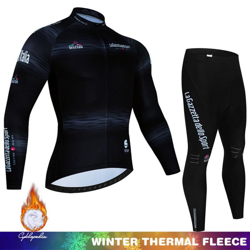 Winter Thermal Cycling Bib Tights Set With Long Sleeve Jersey Road Bike Riding Men Women