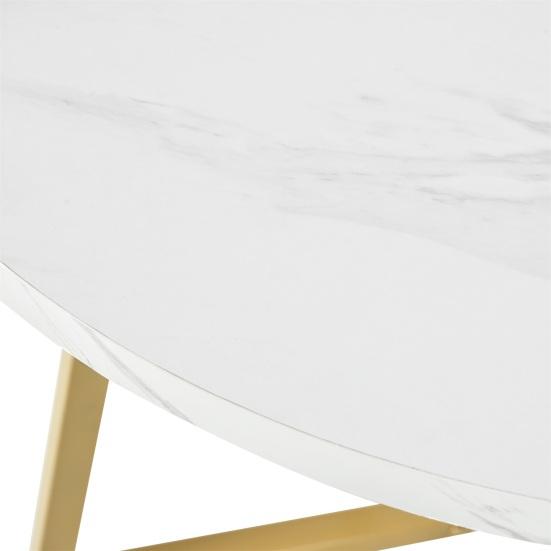 Small Dining Table Round Table Kitchen Unique Metal Frame Dinner in Modern Marble Pattern Suitable for Room Living Room