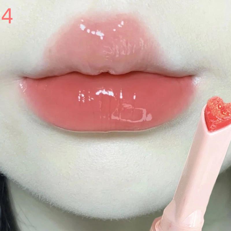 Водно-легкий блеск для губ Зеркальный глиттер Тинт для губ Стойкий Увлажняющий Помада-карандаш в форме сердечка для макияжа губ Косметика