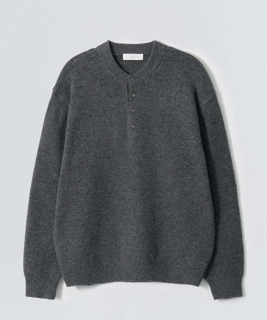 EZIO Henley Neck Wool Blend Knitwear_Charcoal