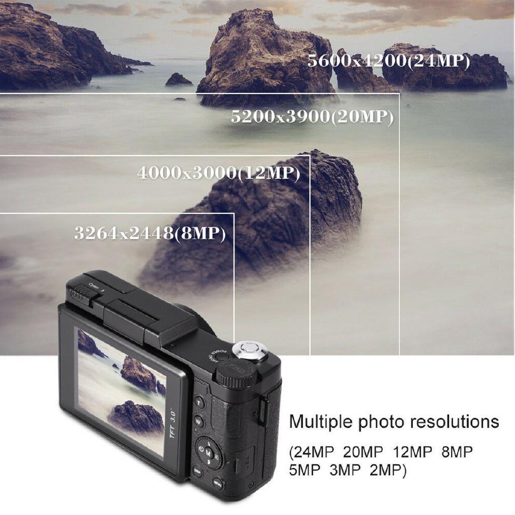Профессиональная видеокамера HD 1080P, цифровая камера для видеоблога, 8,0 МП CMOS, макс. 24 МП, камера для видеоблога