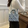 2024 ромбовидный деним лето новый простой модный дорожный большой емкости плечо кроссбоди маленькая квадратная сумка для женщин