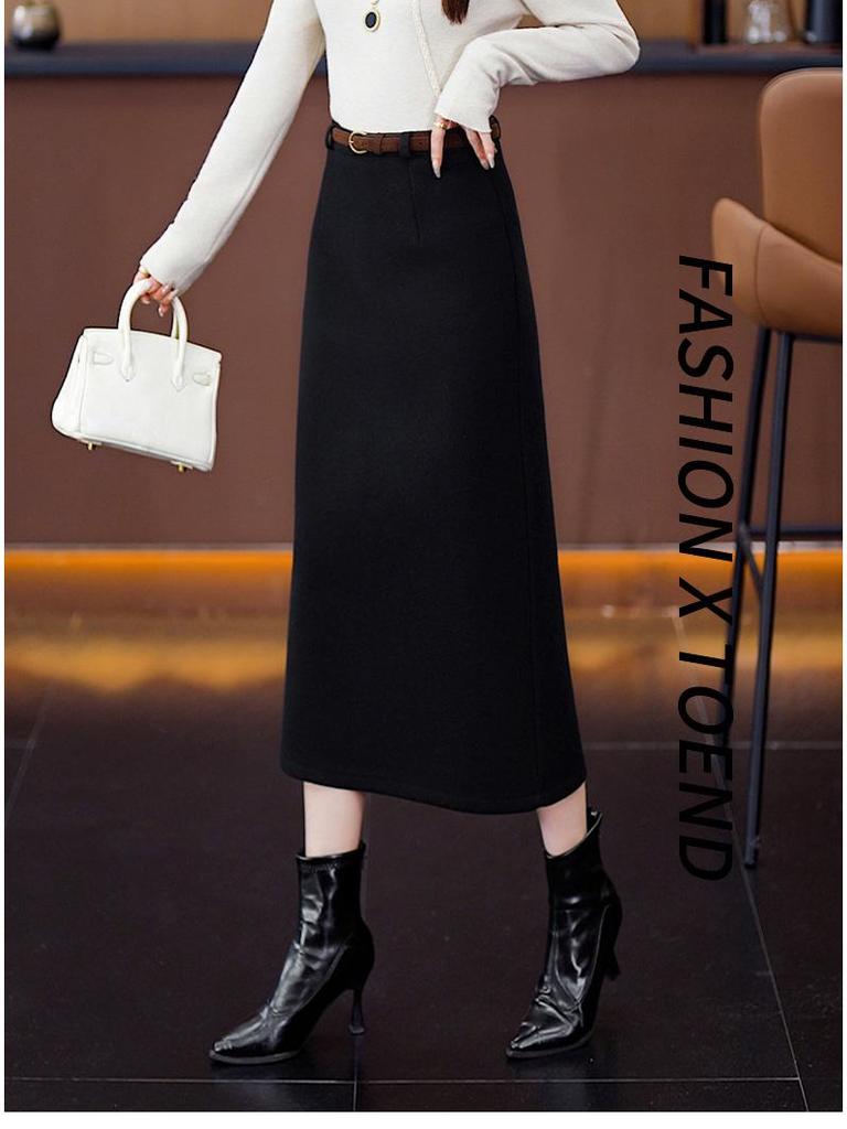 Luxurious Woolen A-Line High-Waisted Skirt - Women's Autumn/Winter 2025 Collection