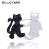 Holding Hands Cat Brooches Collar Suit Lapel Pins Color Drip Oil Wedding Corsage Pins Jewelry Girls Clip