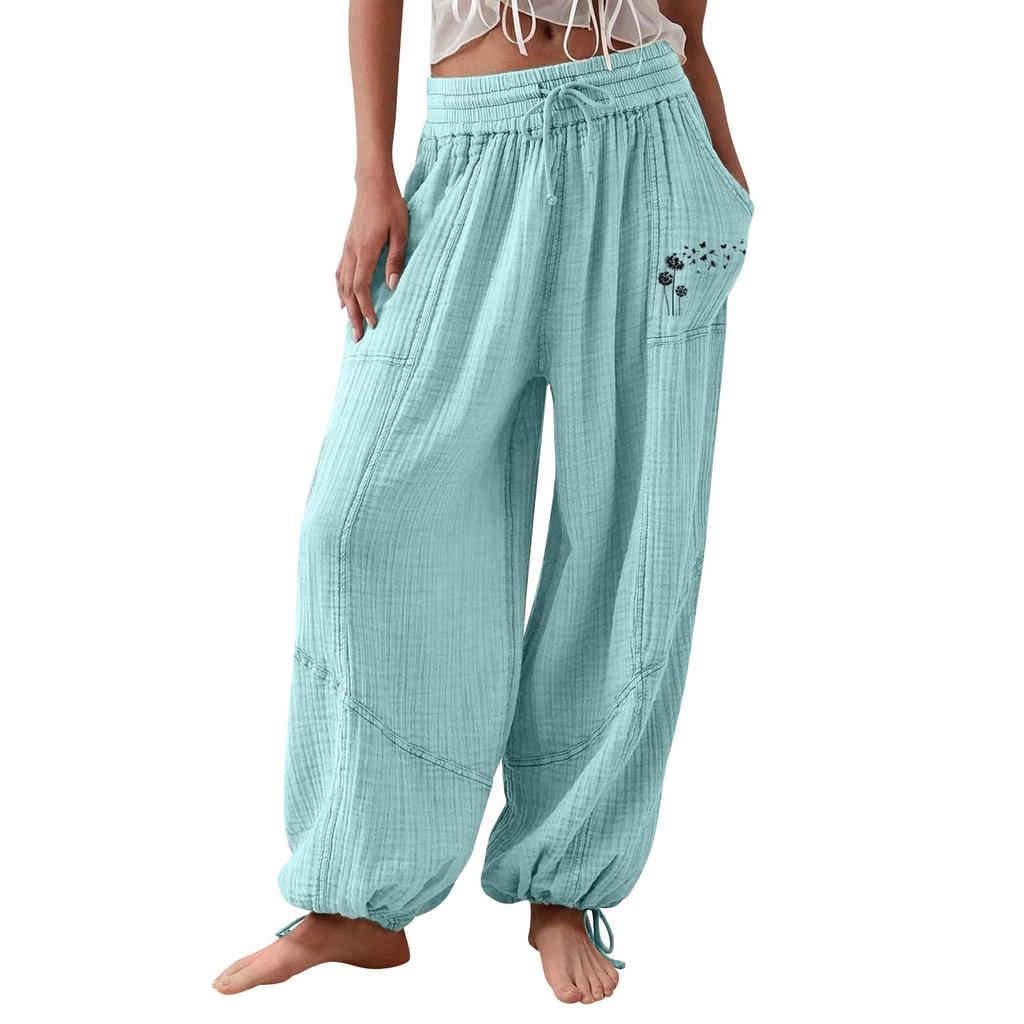 Осенние широкие брюки с высокой талией, однотонные свободные брюки-фонарики, женские плиссированные прямые брюки с эластичной талией для женщин