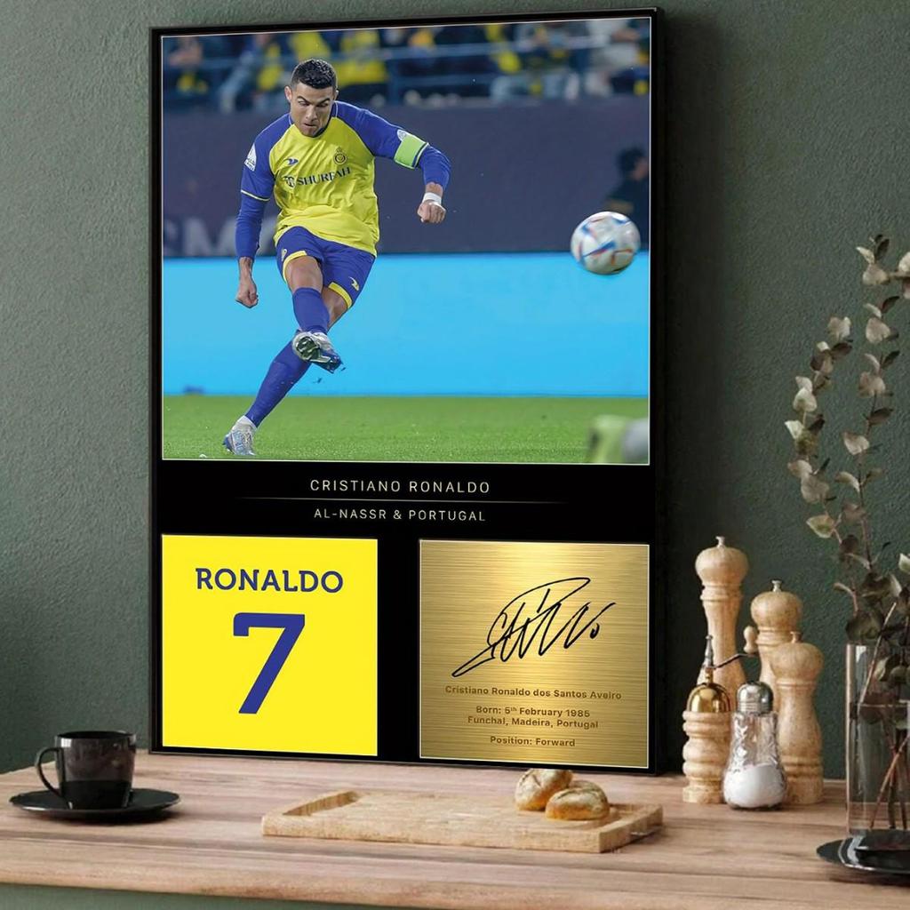 Cristiano Ronaldo Framed Canvas Art: Dynamic Football Design for Bedroom or Living Room