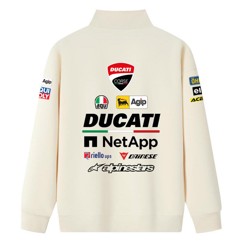 Ducati Свитшот Corse MotoGP Racing с молнией на половину, унисекс, черный, оверсайз, уличный стиль, пуловер с полным принтом спонсоров