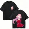 DARLING in the FRANXX Зеро Ту Аниме Любитель Стиранная Футболка Круглогодичная одежда Высокое качество Личность Одежда Большой Размер Унисекс Новая Модель Футболка для Пар
