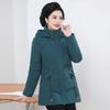 Женское осенне-зимнее пальто, однотонное, с воротником-стойкой, с капюшоном, толстым вышитым карманом, пальто для мам среднего и пожилого возраста, женская куртка
