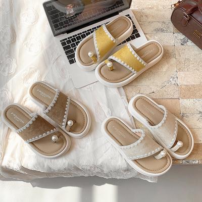 Бокен тапочки сандалии лето 2025 новые хлопковые и льняные нишевые характеристики модные универсальные сандалии с одной педалью женская обувь