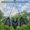 Halloween Bat Decoration Metal Chain Stained Glass Suncatcher Indoor Window Wall Hanging Bat Decor Party Supplies