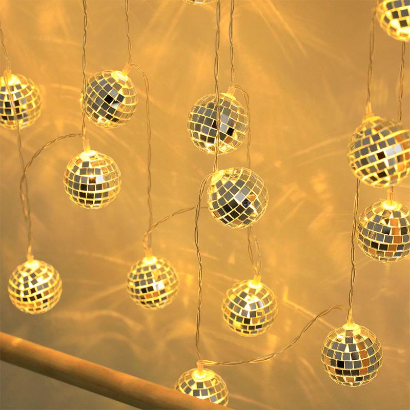 LED Mosaic Mirror Ball String Lights for Party & Holiday Decoration