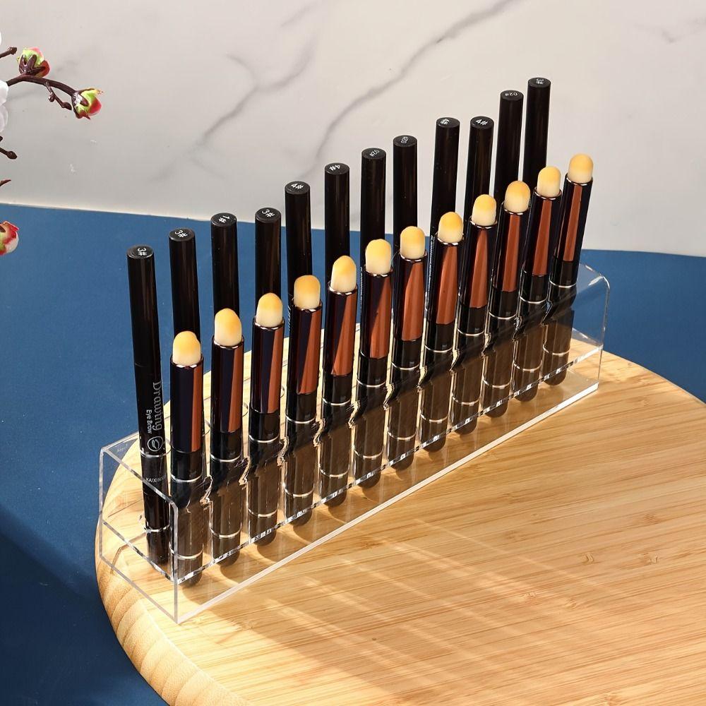 Acrylic Mark Pen Holder Transparent Makeup Brush Holder Stationery Display Shelf  Office/School