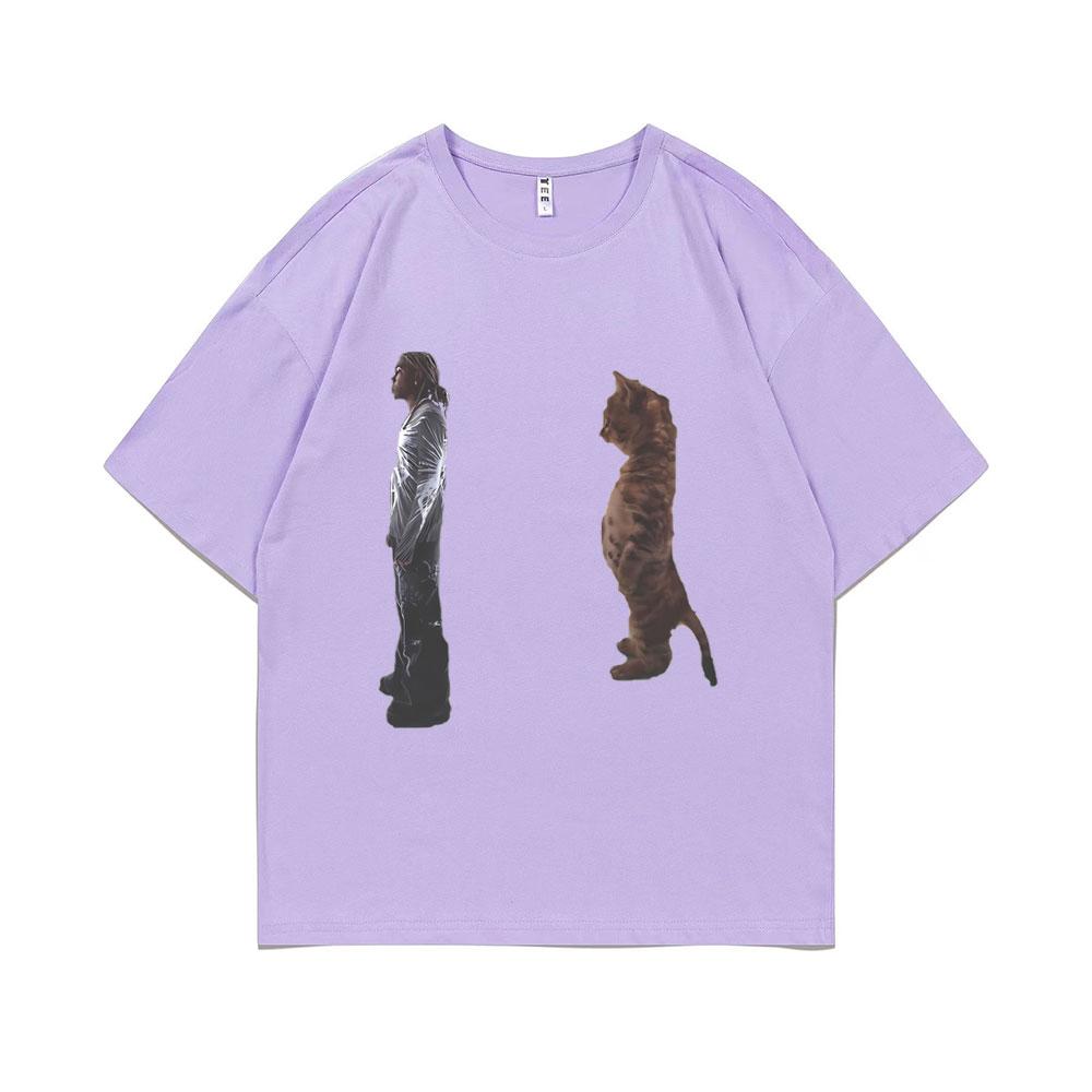 Забавная футболка с графикой стоящего кота Destroy Lonely для мужчин и женщин, оверсайз, из чистого хлопка, футболка Opium Playboi Carti Ken Carson