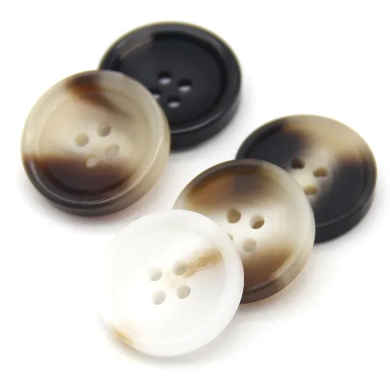 30Mm Large Resin Imitation Horn Pattern Buttons For Clothes Men Suit Coat Handmade Black Decorative Sewing Accessories Wholesale