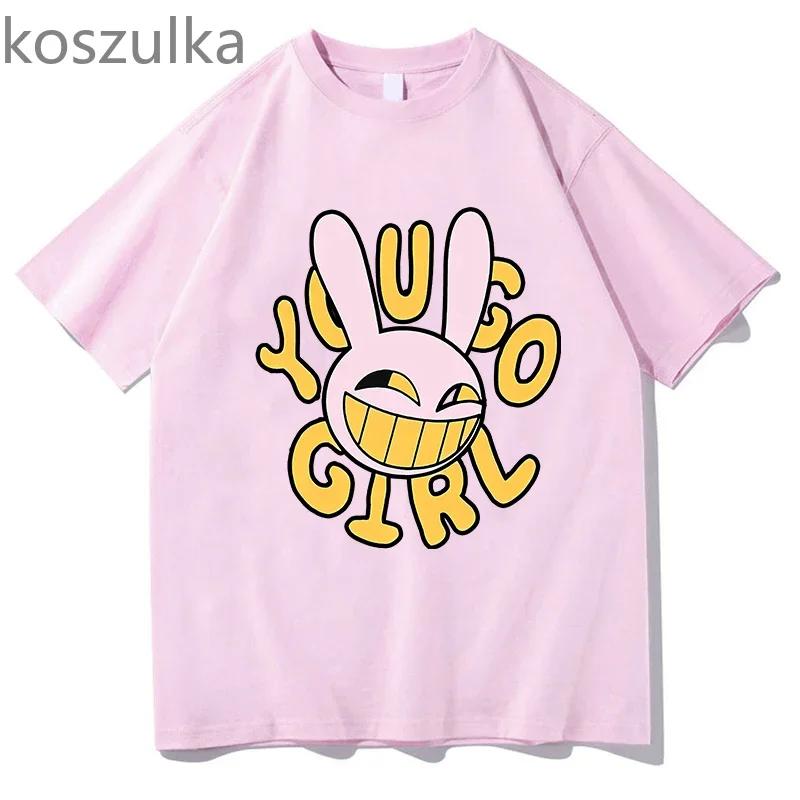 Anime The Amazing Digital Circus Jax Merch TShirt Bunnnyy you go Girl Unisex Short Sleeved T Shirt Casual Tee Summer Fashion